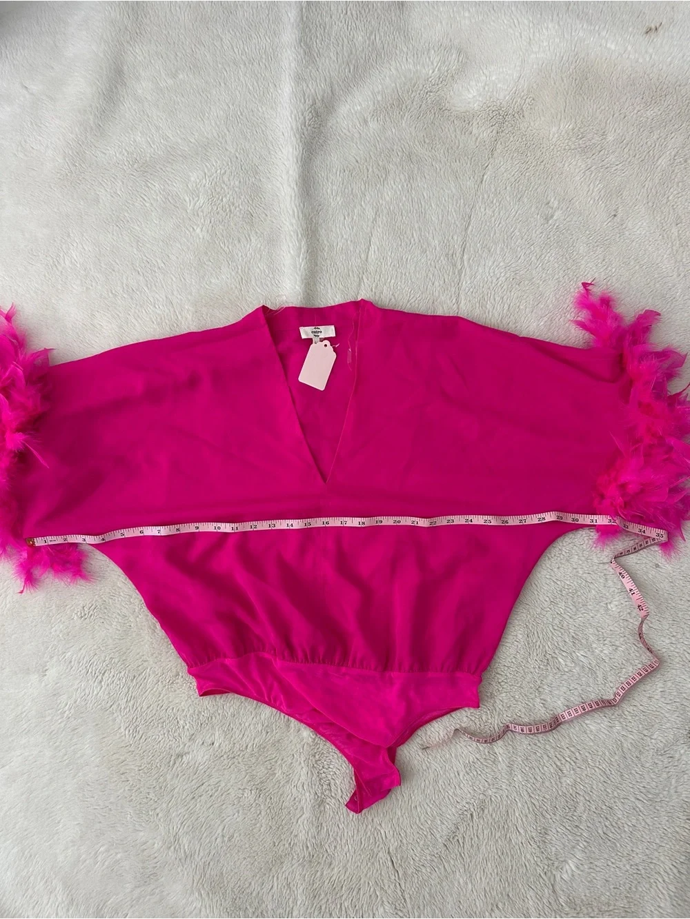 entro Hot Pink Feather-Trim Kids One Piece Bodysuit